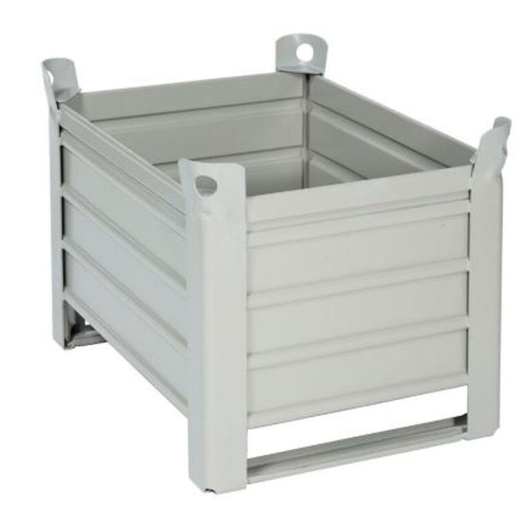 Caisse palette métallique tôlée 800x600 mm à semelles - AGMS Manutention